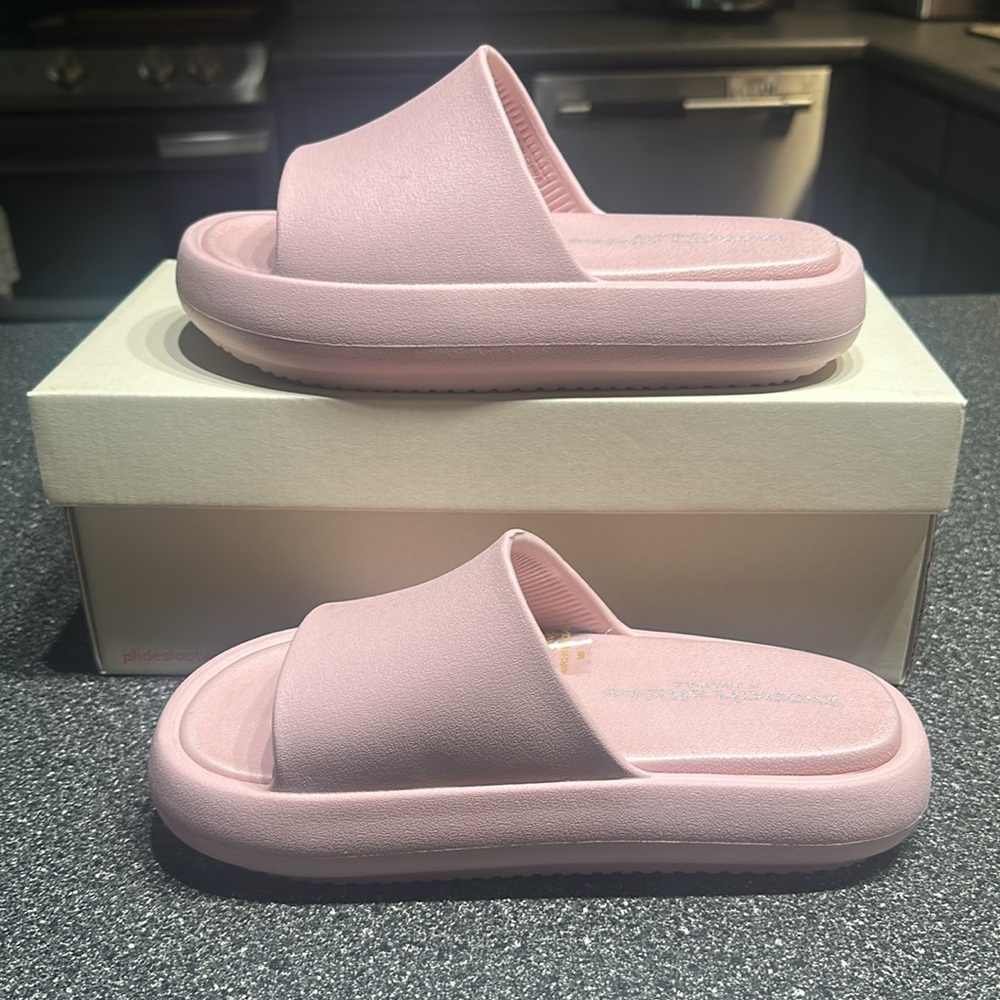 Brand new J slides in light pink Eva squish in  women’s sizes 7M and 8M